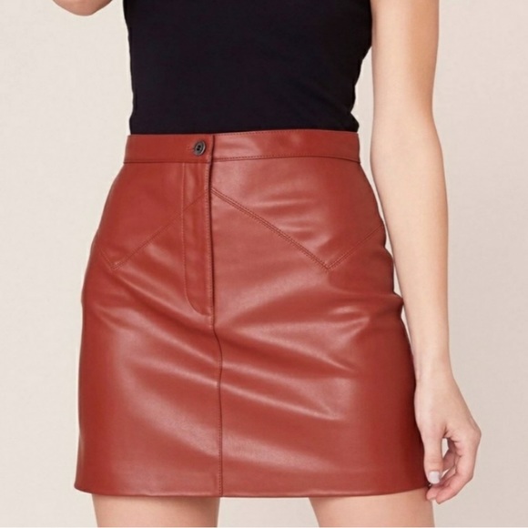 BB Dakota Dresses & Skirts - BB Dakota Keep Livin 2 Vegan Leather Skirt Rust